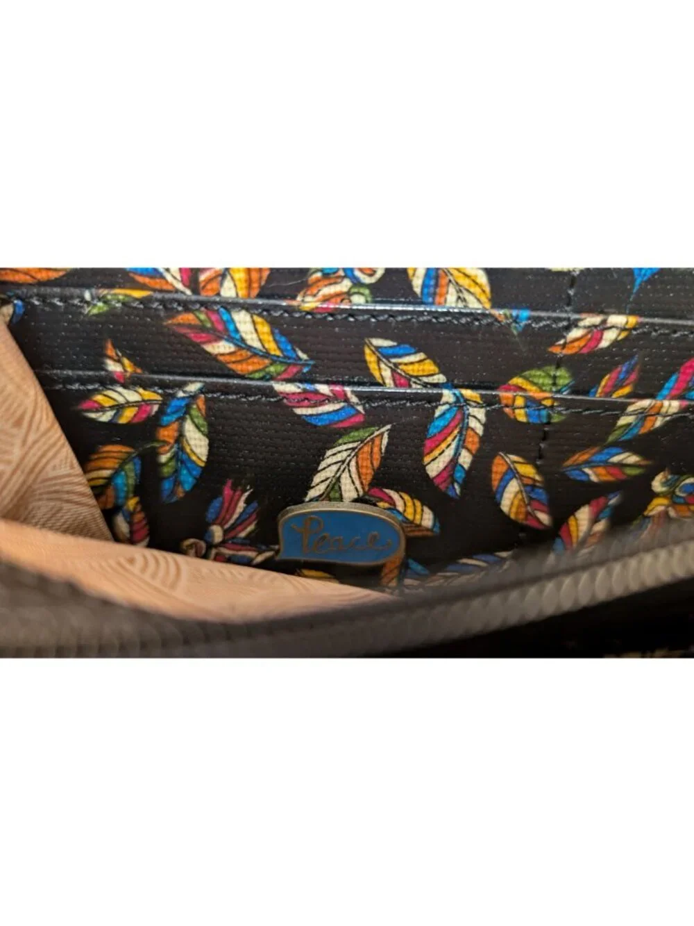 Sakroots artist circle large zip around wallet colorful bird themed peace